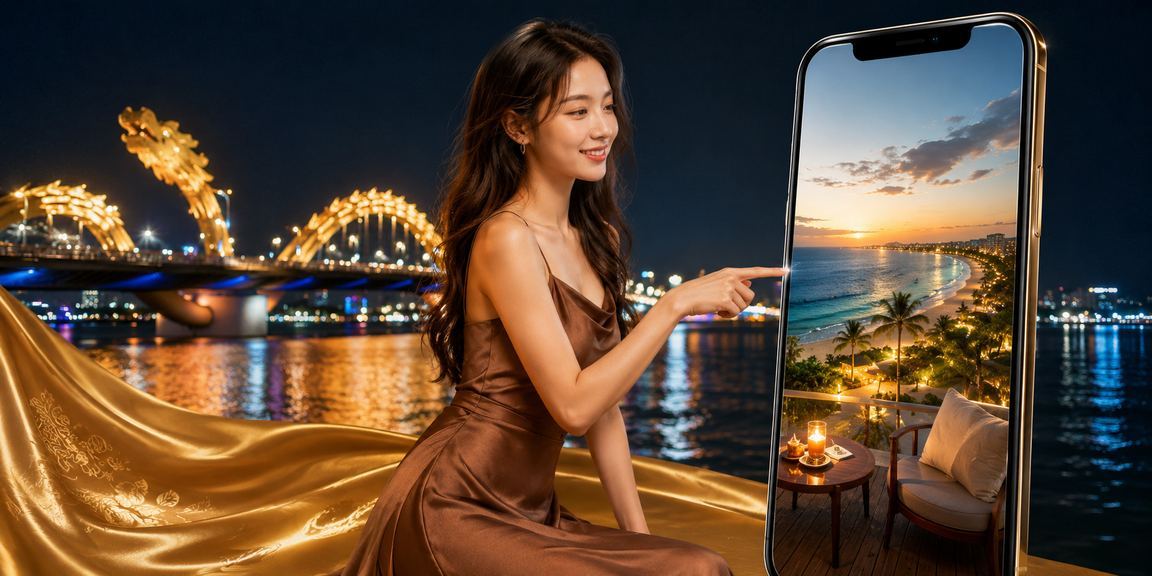 Người dùng tại Đà Nẵng trong trang phục áo dài theo dõi ưu đãi casino trên điện thoại